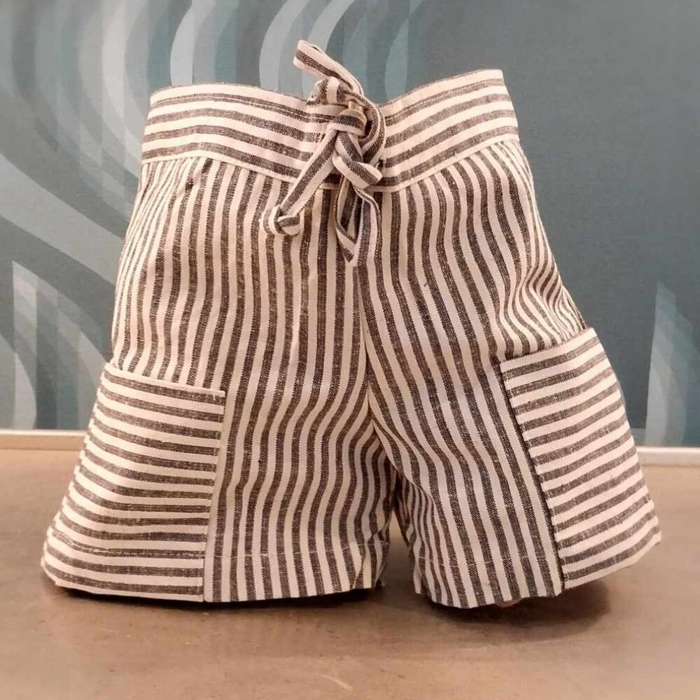 Little Esop Blue Cream Striped Shorts 100% Organic Cotton